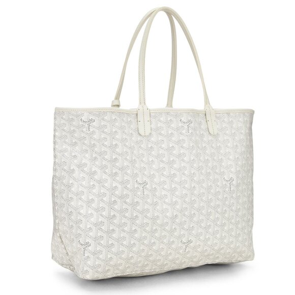 Authentic Goyard Goyardine Saint Louis PM White Shoulder Tote Bag & Pouch Wallet - Picture 4 of 14